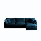 Free Combination Comfy Upholstery Modular Oversized L Shaped Sectional Sofa With Reversible Ottoman, Blue Chenille - V.I.P Digital Presence