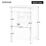 24" Bathroom Vanity with Sink, Bathroom Vanity Cabinet with One Drawer and Doors, Solid Wood and MDF, White - V.I.P Digital Presence