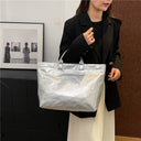 Vintage PVC tote with DuPont lettering. Simple, transparent, large - capacity handbag for commuting women. - V.I.P Digital Presence