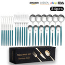 Cutlery Set Stainless Steel Knife Fork Set 24-Piece Tableware Set Golden Steak Knife Fork Spoon 6-Person Set - V.I.P Digital Presence