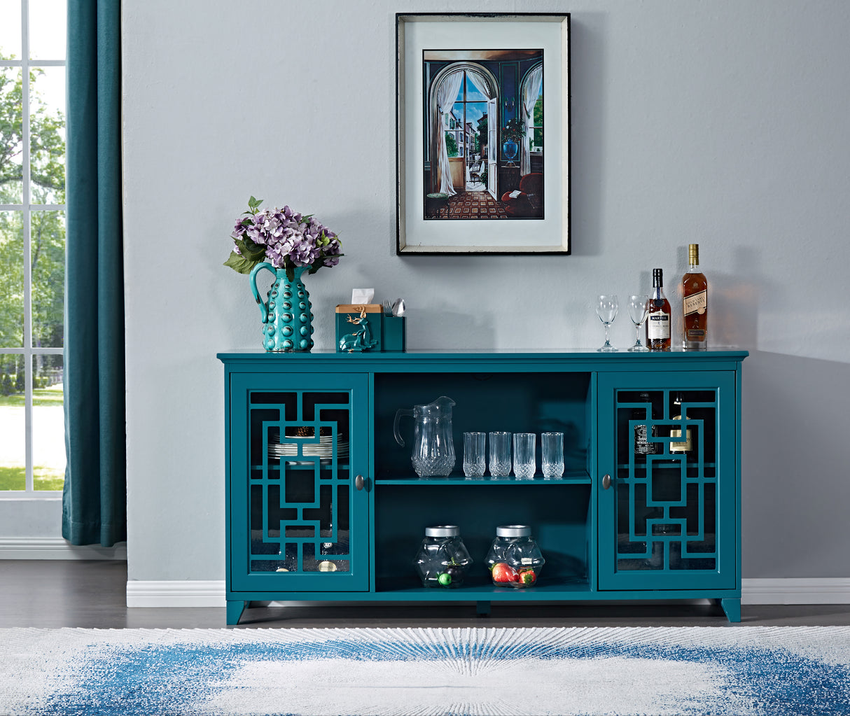 60" Sideboard Buffet Table /Storage Cabinet - V.I.P Digital Presence