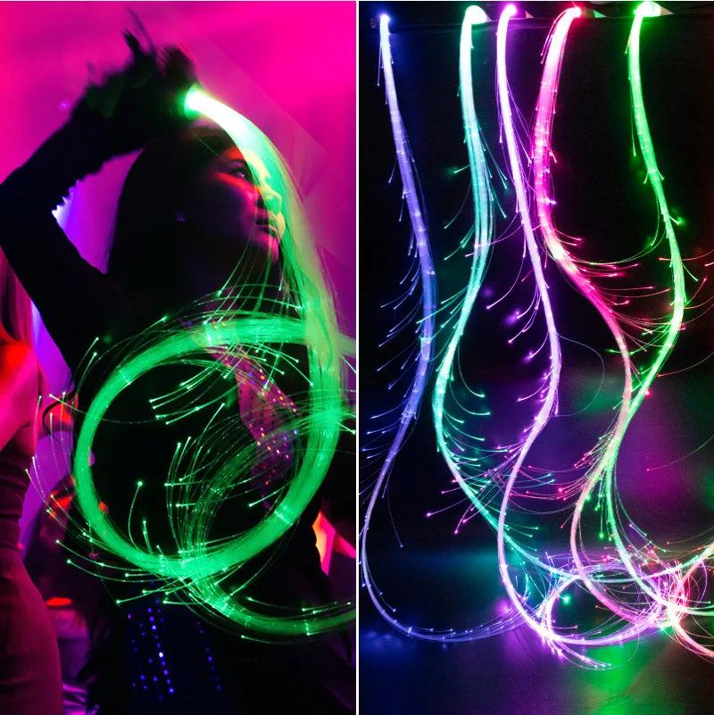 USB Rechargeable LED Fiber Optic Whips 360° Swivel Optical Whips Multi-color Disco RGB Dancing Glowing Whip Sparkle Flow string - V.I.P Digital Presence