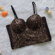Sexy strapless sequins slim fit and slimming waist tied vest with camisole straps - V.I.P Digital Presence