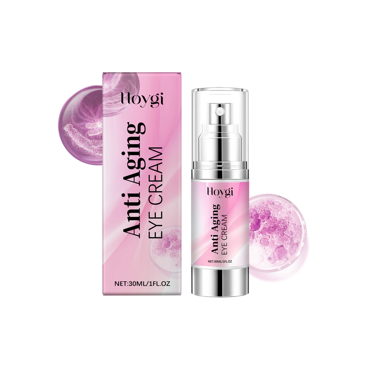 Crema para ojos suave, delicada, hidratante, iluminadora, reafirmante y masajeadora.