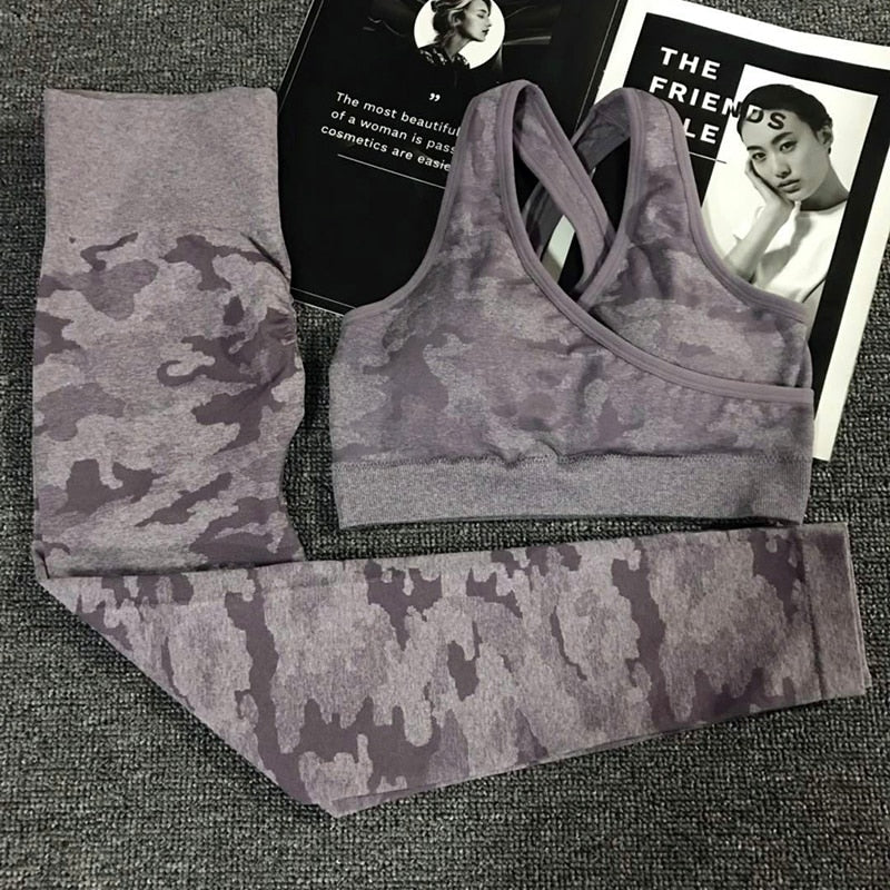 2PCS Camouflage Camo Yoga Set Sports Wear For Women Gym Fitness Clothing Booty Yoga Leggings + Sport Bra GYM Sport Suit Femme - V.I.P Digital Presence