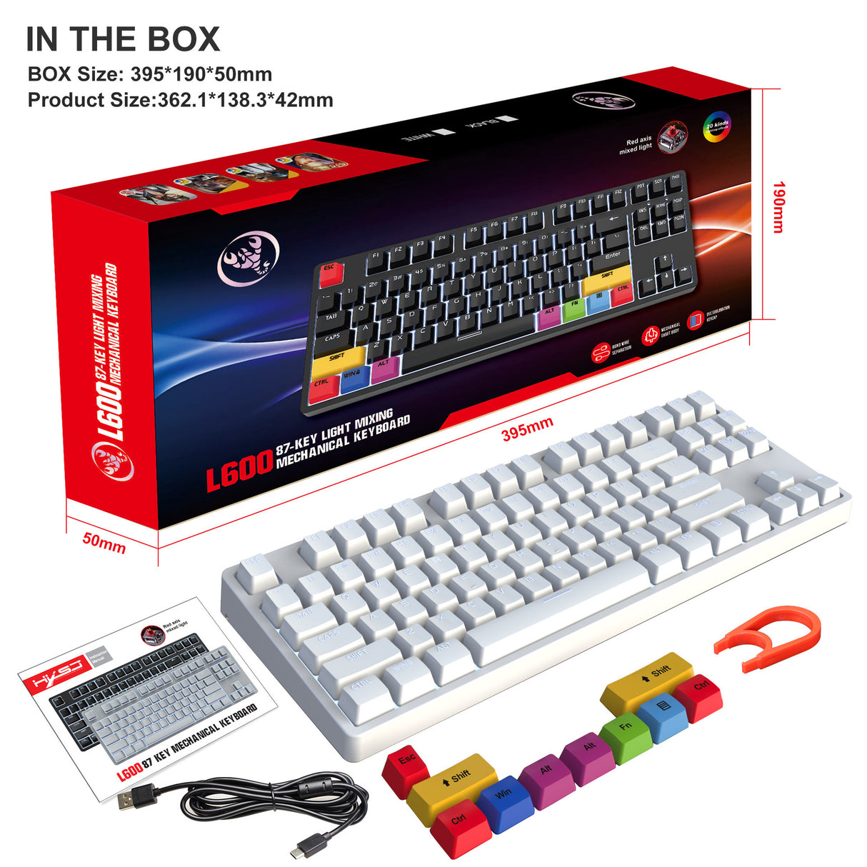 87 key wired mechanical gaming keyboard with red axis for esports and office use, with over 20 types of white light insertable shafts - V.I.P Digital Presence