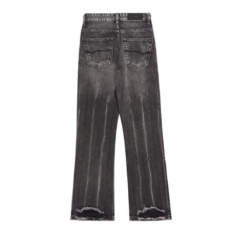 Washed Distressed Wide-Leg Jeans Men's European and American Punk INS Personalized Loose Hole Frayed Flare Pants - V.I.P Digital Presence