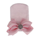 European and American Big Bow Glittering Diamond Pink Stripe Girl Baby Knitted Hat Newborn Baby Pullover Hat - V.I.P Digital Presence