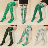 Irish Festival Green Trefoil Stockings Over the Knee Socks St Patrick's Day Party Striped Socks - V.I.P Digital Presence