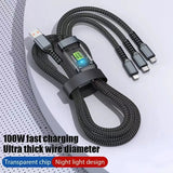 3 In 1 Usb 100w Cable For Fast Charging And Data Mini Usb Type C Micro Suitable For Iphone Android Xiaomi Huawei Oppo Charging - V.I.P Digital Presence