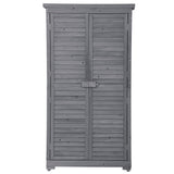 Wooden Garden Shed 3-tier Patio Storage Cabinet Outdoor Organizer Wooden Lockers with Fir Wood (Gray Wood Color -Shutter Design) - V.I.P Digital Presence