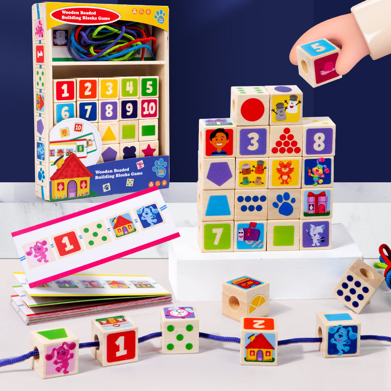 Children's Large Particle Bead Thread Rope Building Blocks Digital Shape Color Focus Training Early Education Puzzle Toys - V.I.P Digital Presence