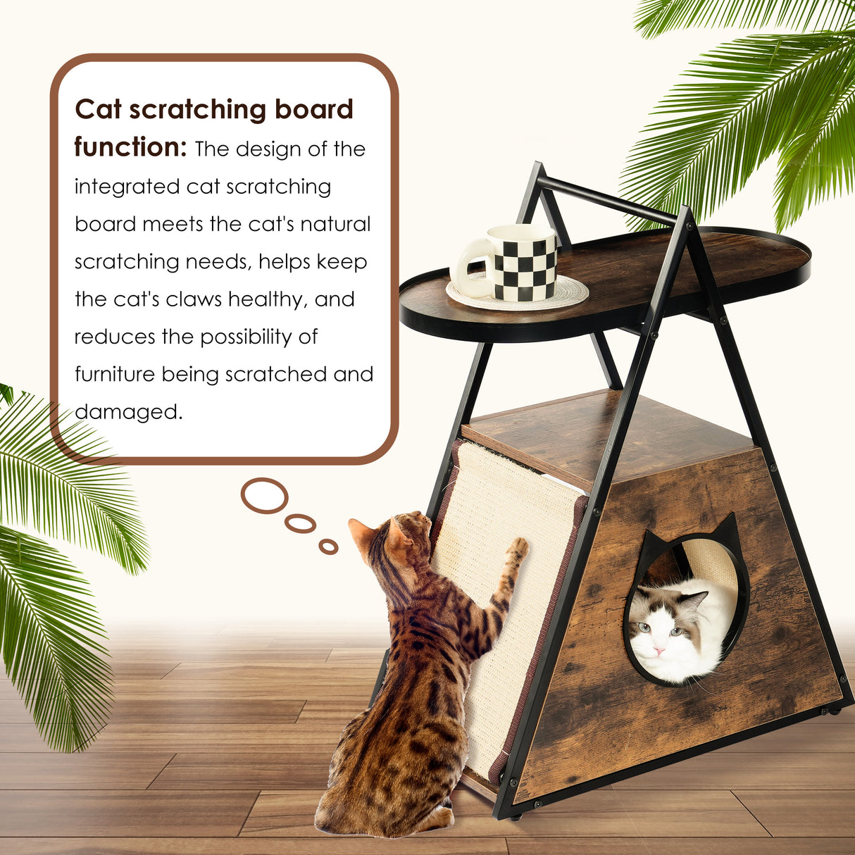 Cat house,end table.Wood cat condo black vintage pet furniture - V.I.P Digital Presence