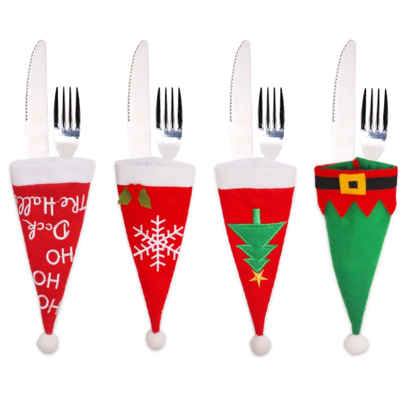 4pcs/lot New Year Christmas Gift Tableware Fork Knife Holder Bag Navidad  Noel Christmas Decorations for Home Dinner Table Decor - V.I.P Digital Presence