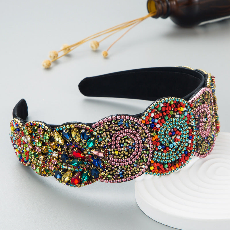 Hair Hoop Fashion Trend Color Rhinestone Head Hoop Luxury Wide Side Heavy Industry Party Hair Accessories Head Hoop - V.I.P Digital Presence