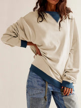 Contrast Dropped Shoulder Long Sleeve Sweatshirt - V.I.P Digital Presence