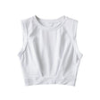 Short crop top with exposed navel and sleeveless loose fitting vest women's high waisted sports fitness yoga base shirt - V.I.P Digital Presence
