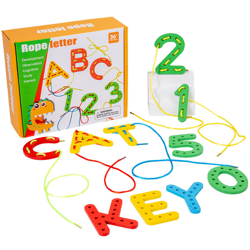 Number letter bead string children's building blocks threading rope early childhood education threading beads fine motor training puzzle toys
