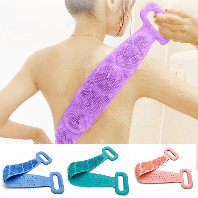 Hot Body Wash Silicone Body Scrubber Belt Double Side Shower Exfoliating Belt Removes Bath Towel - V.I.P Digital Presence