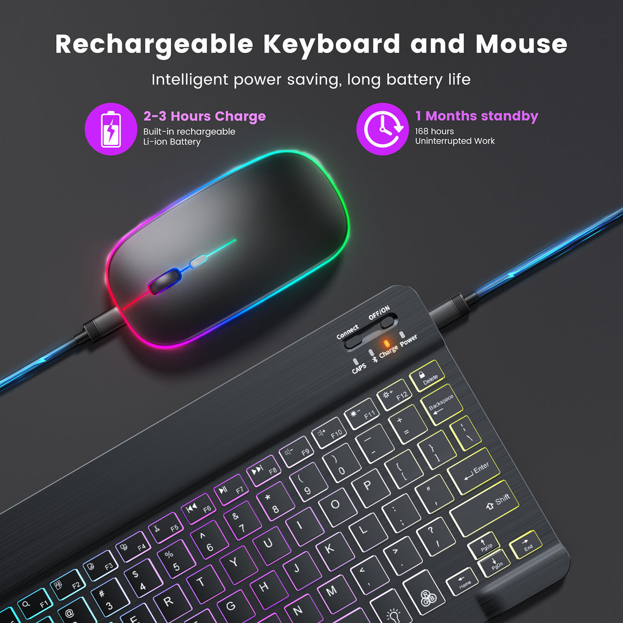 Suitable for iPad gradient luminous wireless keyboard and mouse set tablet Bluetooth keyboard - V.I.P Digital Presence