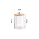 Bamboo cover cotton swab box portable round container cosmetic cotton puff storage box cotton swab makeup remover cotton box - V.I.P Digital Presence