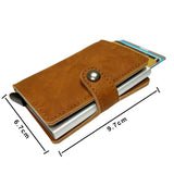 RFID Protected Vintage Automatic Leather Credit Card Holder Men Aluminum Alloy Hasp Business ID Multifunction Cardholder Wallet - V.I.P Digital Presence