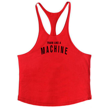 Bodybuilding and fitness vest printed with fine straps deep digging weightlifting pure cotton vest training suit - V.I.P Digital Presence