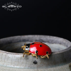 GLSEEVO 925 Sterling Silver Ladybug Brooch For Women Girls Daughter Gifts Cute Insectos Brooches Badge Handmade Jewellery - V.I.P Digital Presence