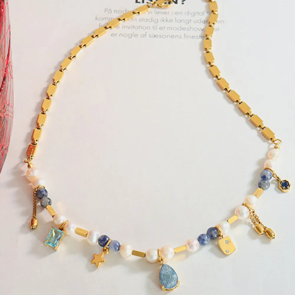 Natural stone freshwater pearl necklace necklace collarbone chain for girls - V.I.P Digital Presence