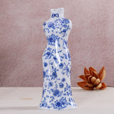 Ceramic ornaments blue and white porcelain mini vases cheongsam flower arrangements living room home decorations - V.I.P Digital Presence