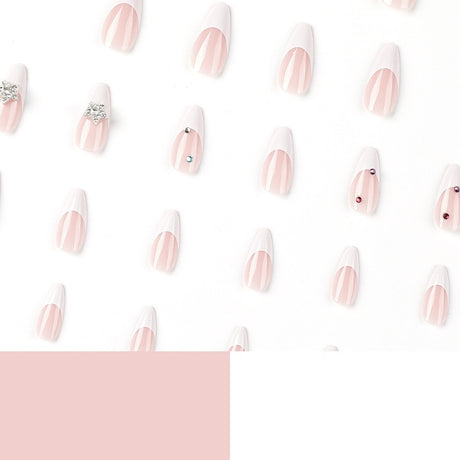 Wearable nails white French style wearable nails finished silver three-dimensional five-pointed star nail stickers wearable - V.I.P Digital Presence