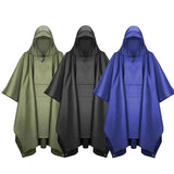 Poncho impermeable militar 3 en 1 para exteriores, con capucha y mangas, impermeable, para motocicleta, camping, senderismo, viajes, ropa impermeable, tienda de campaña.