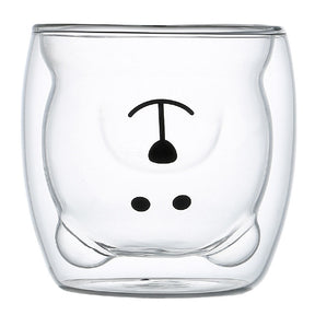 High borosilicate colored glass milk cup, cute bear shaped double-layer glass coffee cup, juice cup, beverage cup - V.I.P Digital Presence