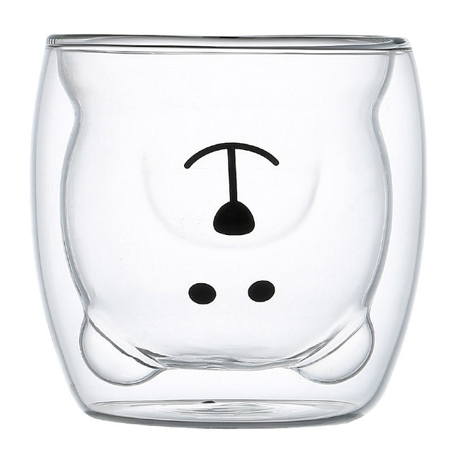 High borosilicate colored glass milk cup, cute bear shaped double-layer glass coffee cup, juice cup, beverage cup - V.I.P Digital Presence