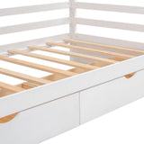 Twin size House Bed with Two Drawers and Wardrobe,White - V.I.P Digital Presence