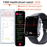 F300 smartwatch ECG electrocardiogram monitoring SOS fall alarm blood glucose and blood pressure watch HRV report - V.I.P Digital Presence