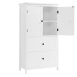 Bathroom Storage Cabinet, Cabinet with Two Doors and Drawers, Adjustable Shelf, MDF Board, White - V.I.P Digital Presence
