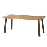 Della Acacia Wood Dining Table, Natural Stained with Rustic Metal, Brown, Grey - V.I.P Digital Presence