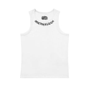 Gothic Letter Embroidery Ribbed Tank Top Men's Sports Fitted Casual Striped Sleeveless T-Shirt - V.I.P Digital Presence