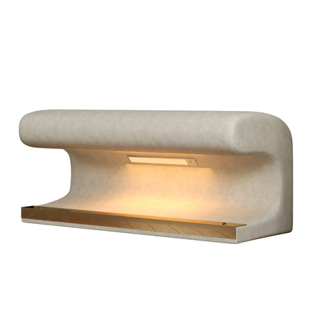Entryway Bench Leather Upholstered Ottoman with LED sensor light for living room ,bedroom,end of bed ，Beige - V.I.P Digital Presence
