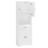 Tall Bathroom Cabinet with Four Doors, Large Storage Space Open Shelve, Upper Storage Cabinet, Whit - V.I.P Digital Presence