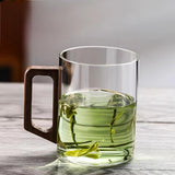 High end green tea cup with walnut handle and lid. High temperature resistant glass office drinking cup - V.I.P Digital Presence