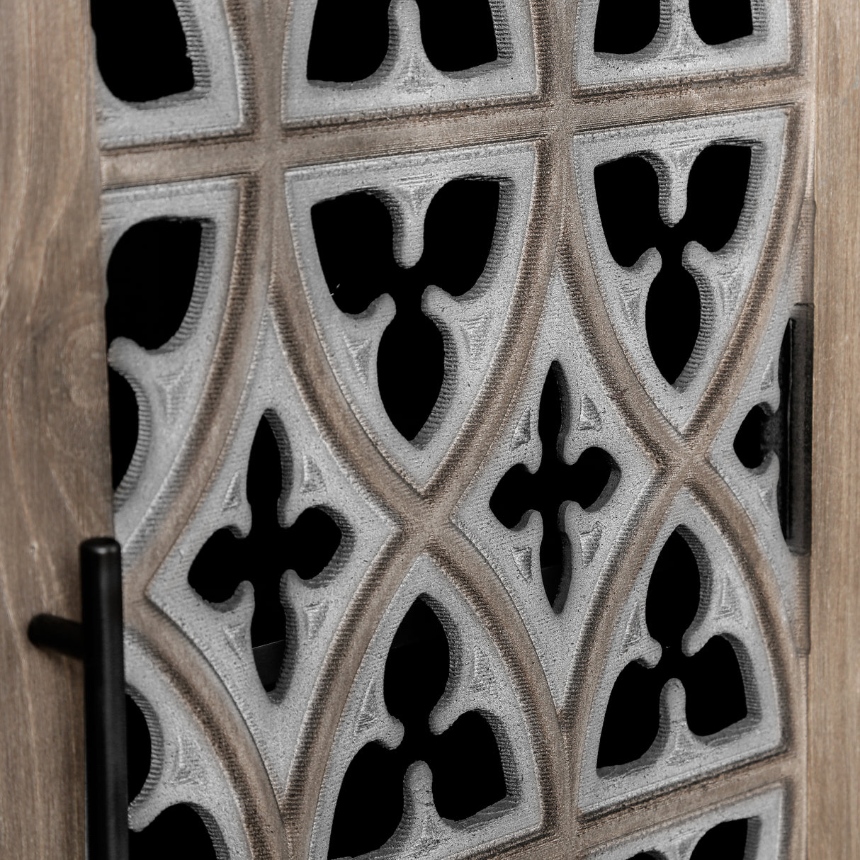 Hollow Four Door Antique Cabinet, American Country Style, Suitable for Living Room, TV Cabinet, Kitchen (Brown) - V.I.P Digital Presence