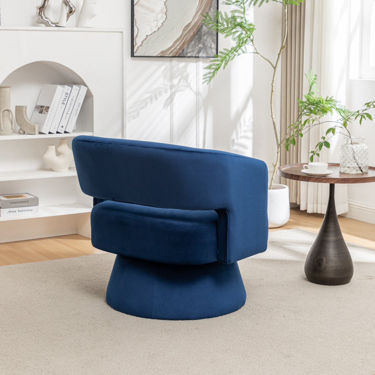 Swivel Barrel Chair, Velvet Accent Armchair 360 Degree Swivel Club Chair for Living Room Bedroom Reception Room - V.I.P Digital Presence