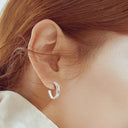 925 Sterling Silver Inlaid Moissanite C-Hoop Earrings - V.I.P Digital Presence