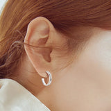 925 Sterling Silver Inlaid Moissanite C-Hoop Earrings - V.I.P Digital Presence