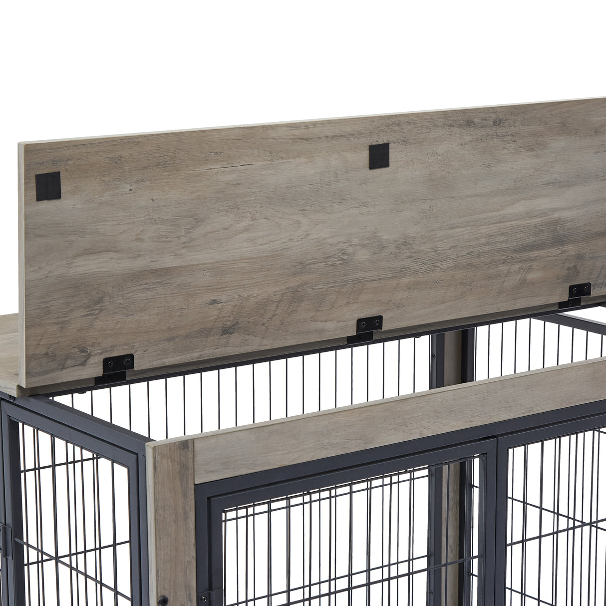 Furniture Style Dog Crate Side Table on Wheels with Double Doors and Lift Top.Grey,38.58''w x 25.5''d x 27.36''h - V.I.P Digital Presence
