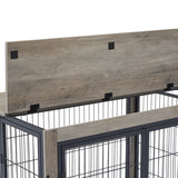 Furniture Style Dog Crate Side Table on Wheels with Double Doors and Lift Top.Grey,38.58''w x 25.5''d x 27.36''h - V.I.P Digital Presence