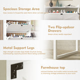Shoe Cabinet with 2 Flip Drawers,Shoe Storage Cabinet for Entryway,Freestanding Shoe Cabinet Organizer with Open Storage White - V.I.P Digital Presence