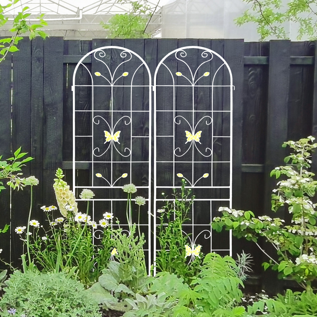 2 Pack Metal Garden Trellis 86.7" x 19.7" Rustproof Trellis for Climbing Plants Outdoor Flower Support Cream White - V.I.P Digital Presence